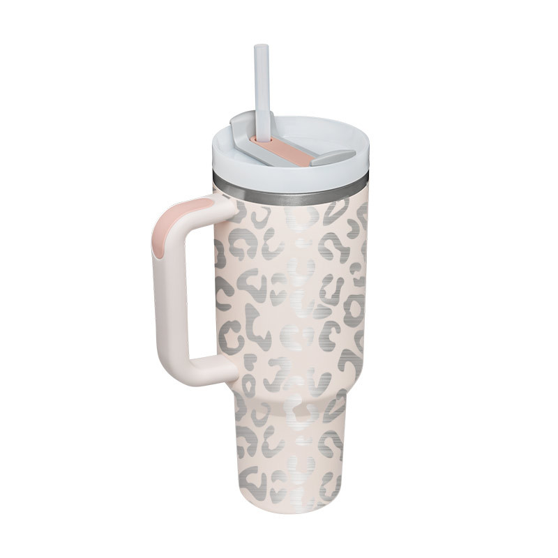 FrostCup: Velký nerezový termohrnek s uchem a brčkem (1,2 l)