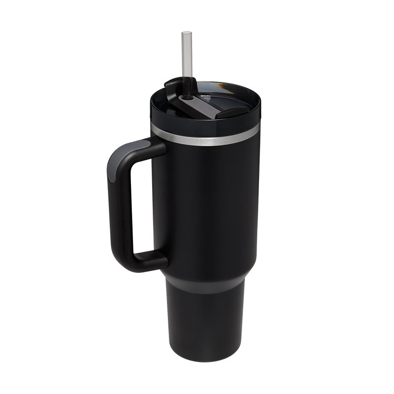 FrostCup: Velký nerezový termohrnek s uchem a brčkem (1,2 l)