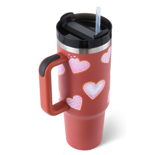 FrostCup: Velký nerezový termohrnek s uchem a brčkem (1,2 l)