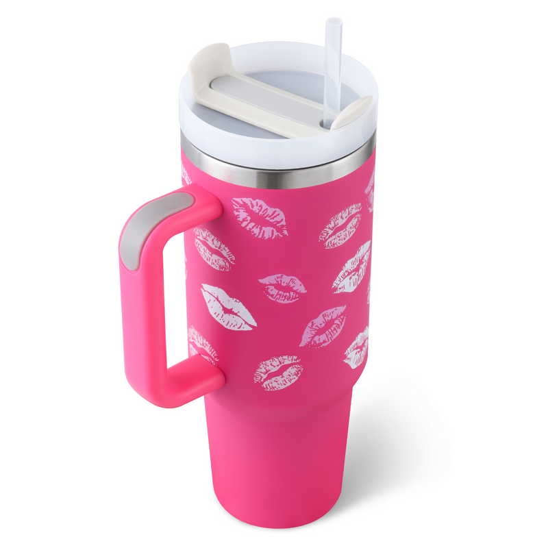 FrostCup: Velký nerezový termohrnek s uchem a brčkem (1,2 l)