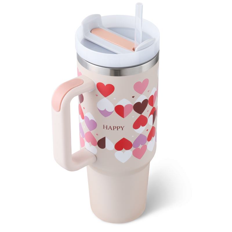 FrostCup: Velký nerezový termohrnek s uchem a brčkem (1,2 l)